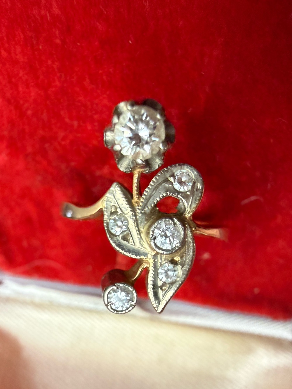 Rose Gold&Diamonds Elegant Floral VTG Ring Women's Jewelry